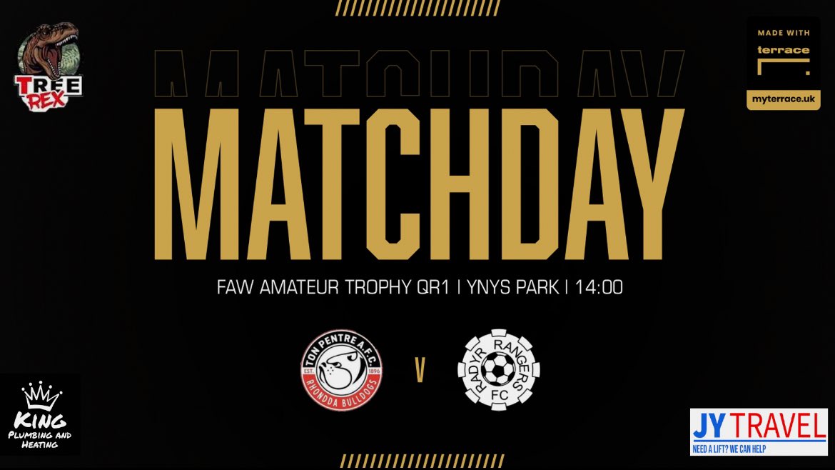 ⚫️⚪️⚫️𝐌𝐀𝐓𝐂𝐇 𝐃𝐀𝐘 ⚫️⚪️⚫️

FAW Amateur Trophy QR1
<a href="/TonPentreFC/">Ton Pentre AFC</a> v <a href="/RadyrRangersFC/">Radyr Rangers FC</a> 
Ynys Park
14:00 KO

Come and show your support for the boys as we head into our first competitive game of the season 

UTR ⚫️⚪️⚫️