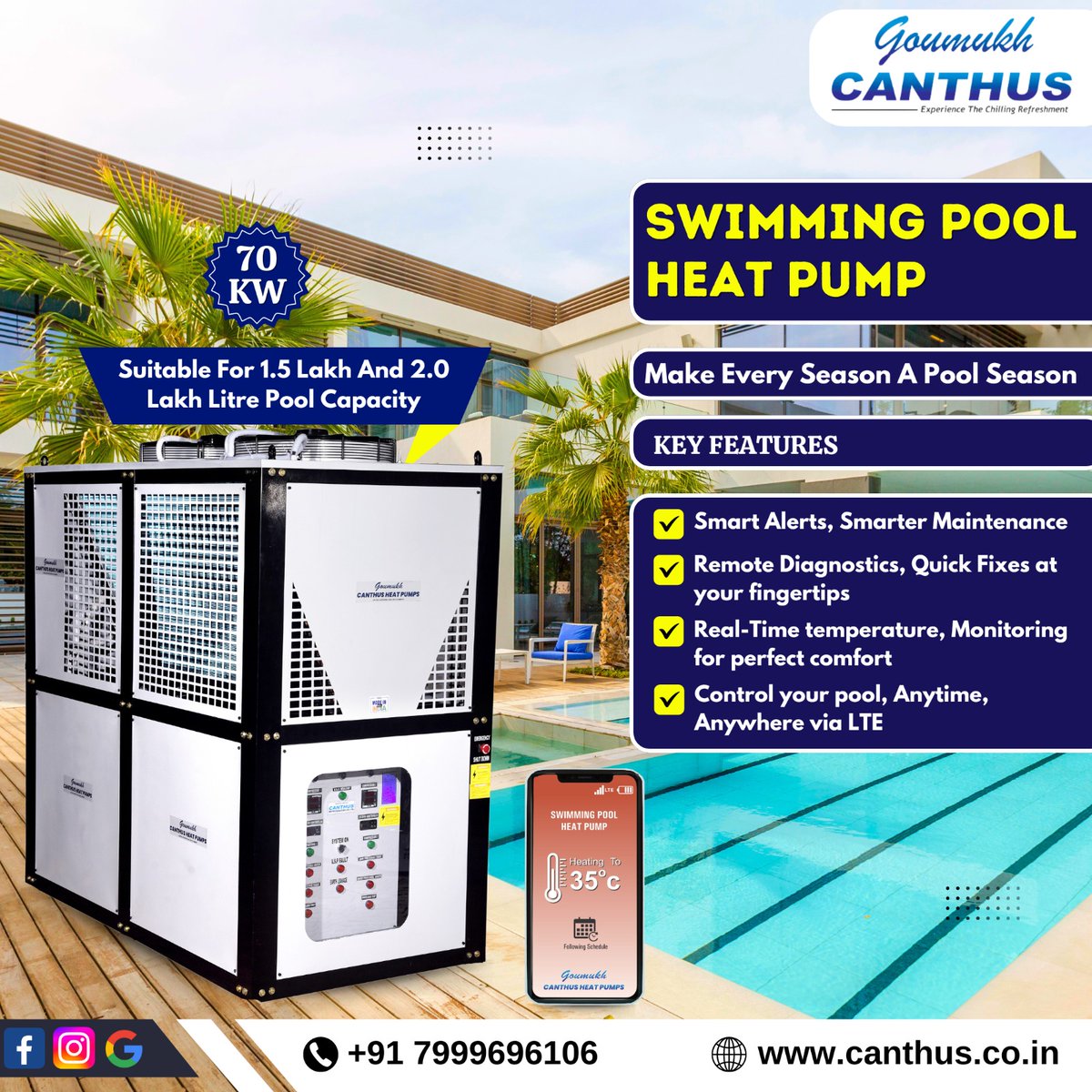 goumukhcantus's tweet image. Achieve perfect comfort with our Swimming Pool Heat Pump.
.
.
#GoumukhCanthus #SwimmingPoolHeatPump #SmartAlert #RemoteDiagnostics #RealTimeTemperature #PerfectComfort #PoolLuxury #EffortlessControl #swimingpool #swimmingpools