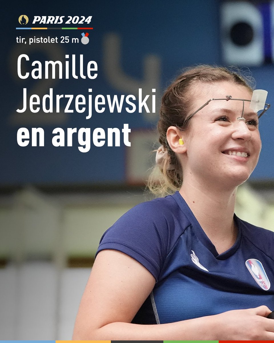 lequipe's tweet image. La 37e médaille française nous vient de Châteauroux ! 

Camille Jedrzejewski, 22 ans, a décroché la médaille d'argent en pistolet 25 m. La première breloque française en tir des Jeux de Paris 2024 &amp;gt; ow.ly/oGhZ50SQwfh

#Paris2024