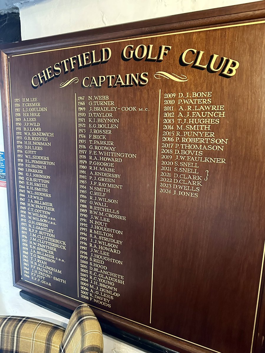Are these the best club honours boards in golf?

Especially love the boards on the doors to the restrooms!

Lovely to look around the beautiful clubhouse <a href="/chestfieldgc/">Chestfield Golf Club</a> yesterday and take in the history. 

Good to see my guy <a href="/David_Wells61/">David Wells</a> on the captains board (2023) 🫡