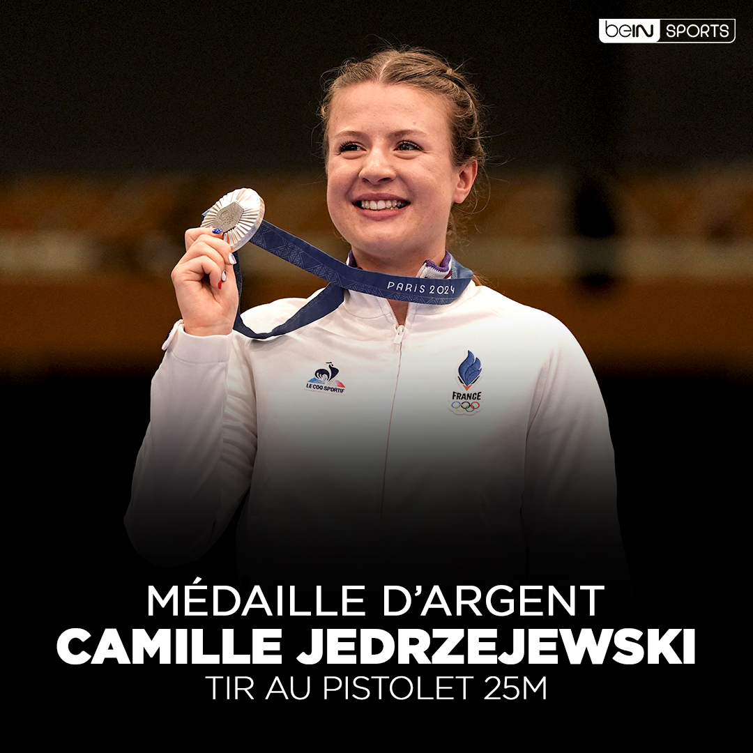 beinsports_FR's tweet image. 🥈 Camille Jedrzejewski remporte la médaille d'argent au tir au pistolet 25m !

🇫🇷C'est la 37eme médaille pour la France dans ces Jeux Olympiques !

 #Paris2024 #Olympics