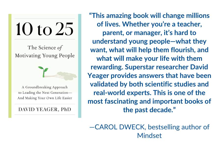Dive into "10 to 25" and master the mentor mindset with us! Pre-order your copy today and join our book club for a series of enlightening discussions, starting with a live interview with Dr. David Yeager. 📚✨ #YouthDevelopment #EducationalLeadership 

forms.gle/feJ9W1366wu2ML…