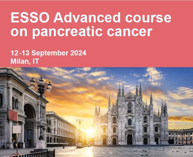 ESSOnews's tweet photo. π
Just a reminder! The ESSO Advanced Course on Pancreatic Cancer is coming up on 12-13 September 2024 in Milan. Donβt miss it! #ESSOCourse #PancreaticCancer
π https://t.co/LWTrzj4aUP https://t.co/EC6Lj5AjV7