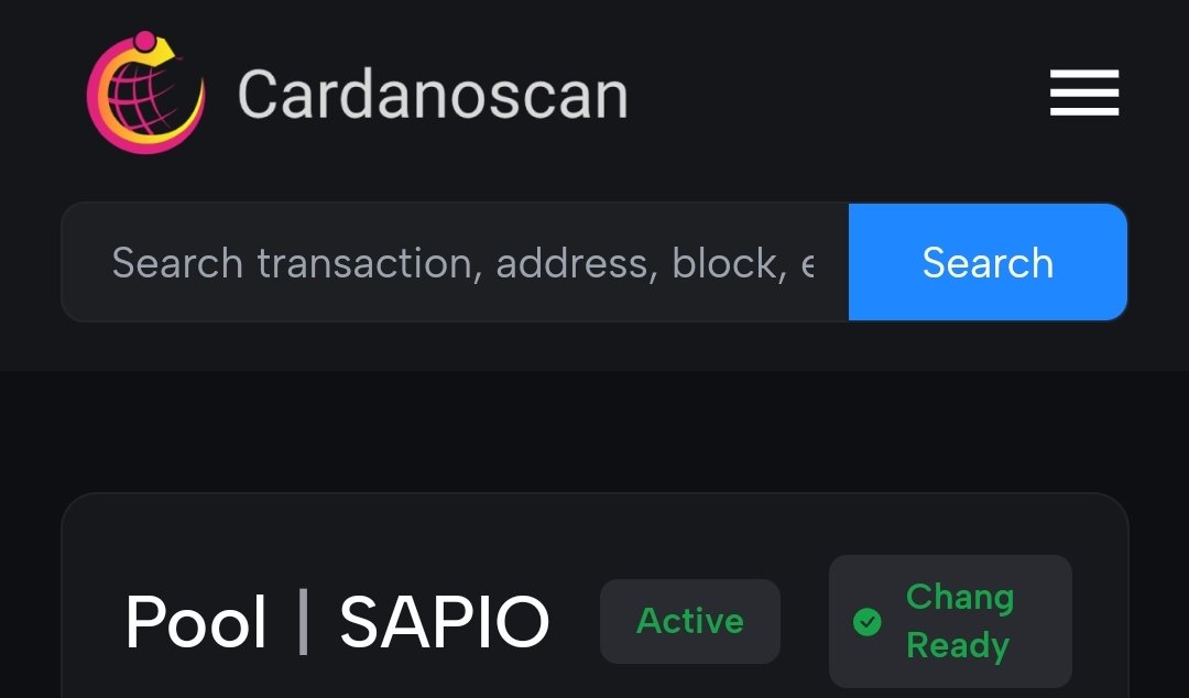 SAPIO pool is now ready for Chang hard fork!!! #changready #CardanoCommunity #LFG
