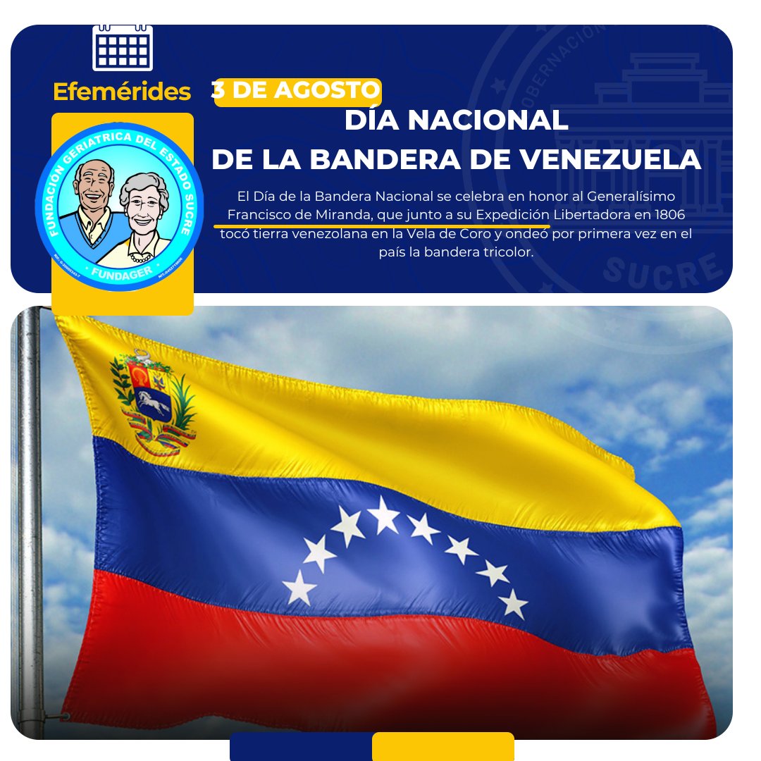 El Día de la Bandera Nacional se celebra en honor al Generalísimo Francisco de Miranda, que junto a su Expedición Libertadora en 1806 tocó tierra venezolana en la Vela de Coro y ondeó por primera vez en el país la bandera tricolor.
#PaisDeOchoEstrellas
<a href="/NicolasMaduro/">Nicolás Maduro</a> 
@GPintoVzla