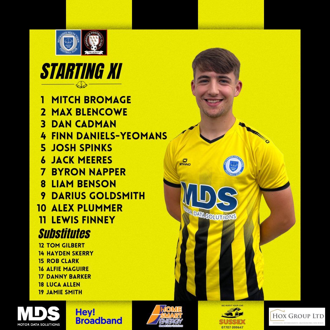 And here is how the Heath lineup at the Beacon in the FA Cup today

Just the one change from last weeks 2-0 win over Eastbourne United, Byron Napper is back in the XI, 4 new names on the bench, welcome to Luca, Jamie, Danny and Alfie who join the first team

#HHTFC