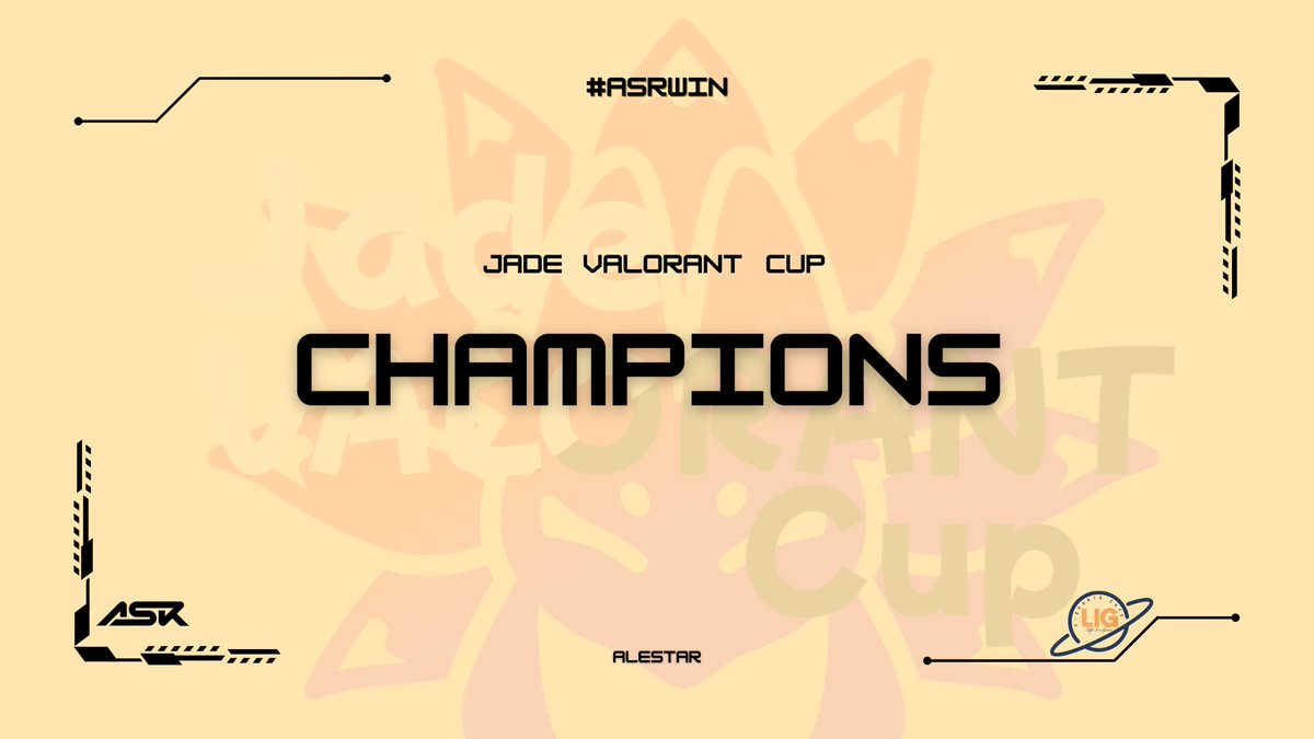 TeamALESTAR's tweet photo. 本日開催されました Jade VALORANT cup にて、ALESTAR VALORANT部門のA B混合チーム優勝いたしましたことをご報告いたします。

更に成長をして参りますので、今後ともASRをよろしくお願いいたします。
#ASRWIN https://t.co/vFvdAwAbZ9