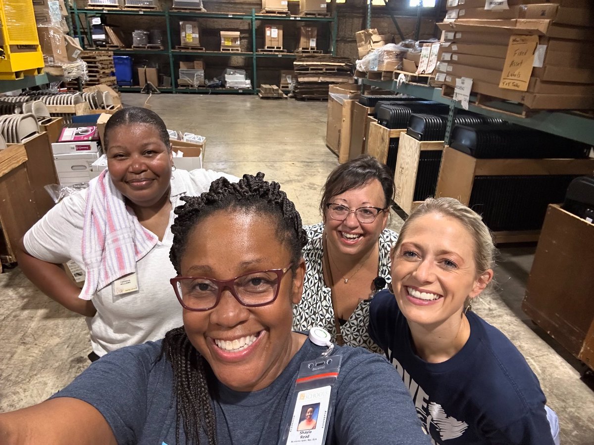 Dream Team Unboxing, organizing, sweating, stacking, packing, sweating, lifting,, labeling, sweating so schools have Read 180 materials next week. Warehouse work is hard, challenging and rewarding with incredibly dedicated educators working together. #teamworkmakesthedreamwork