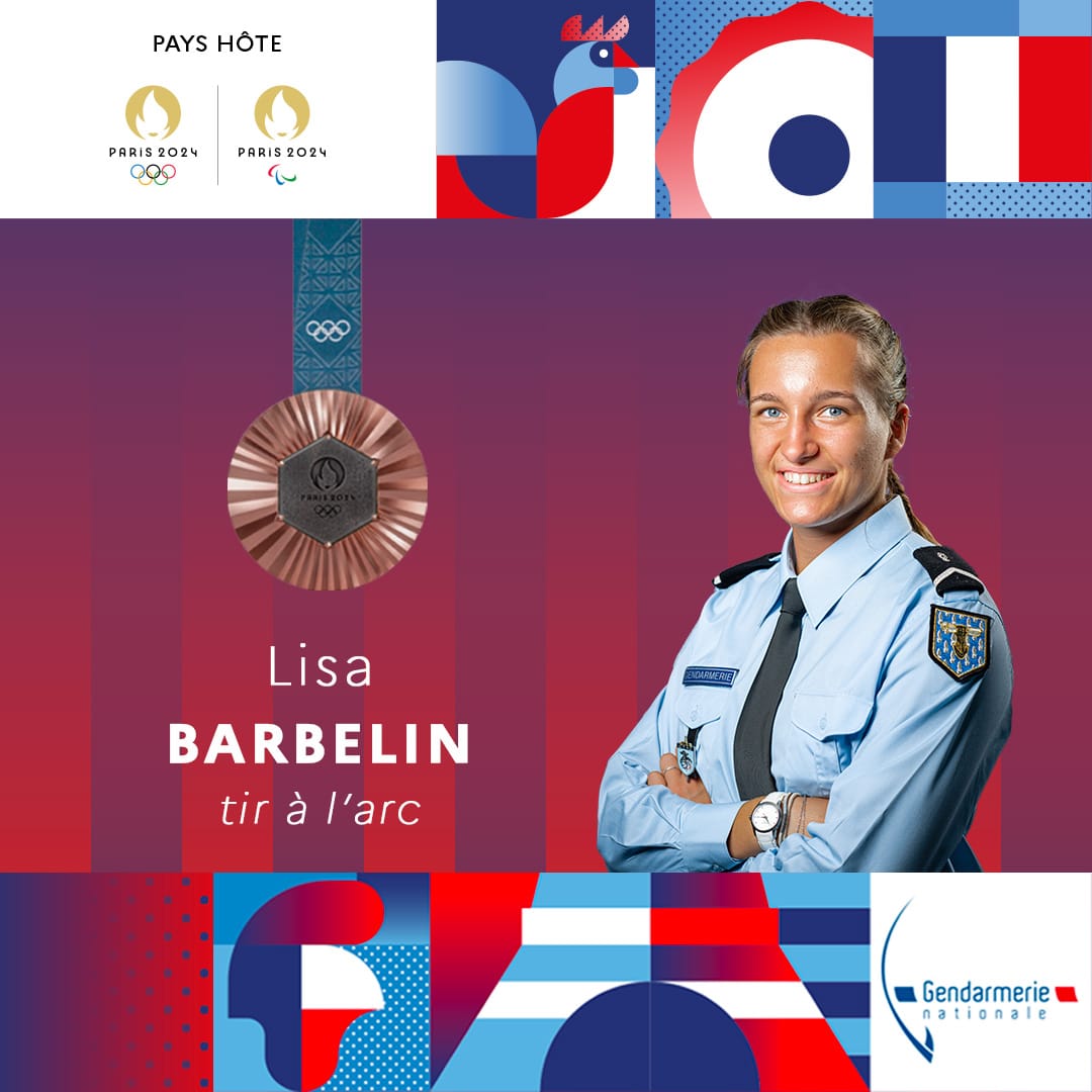 Gendarmerie's tweet image. #Fierté 🇫🇷 Bravo 👏 à notre #gendarme Lisa Barbelin, pour sa médaille de bronze 🥉 !
#JOP2024 #ÀlintérieurDesJeux