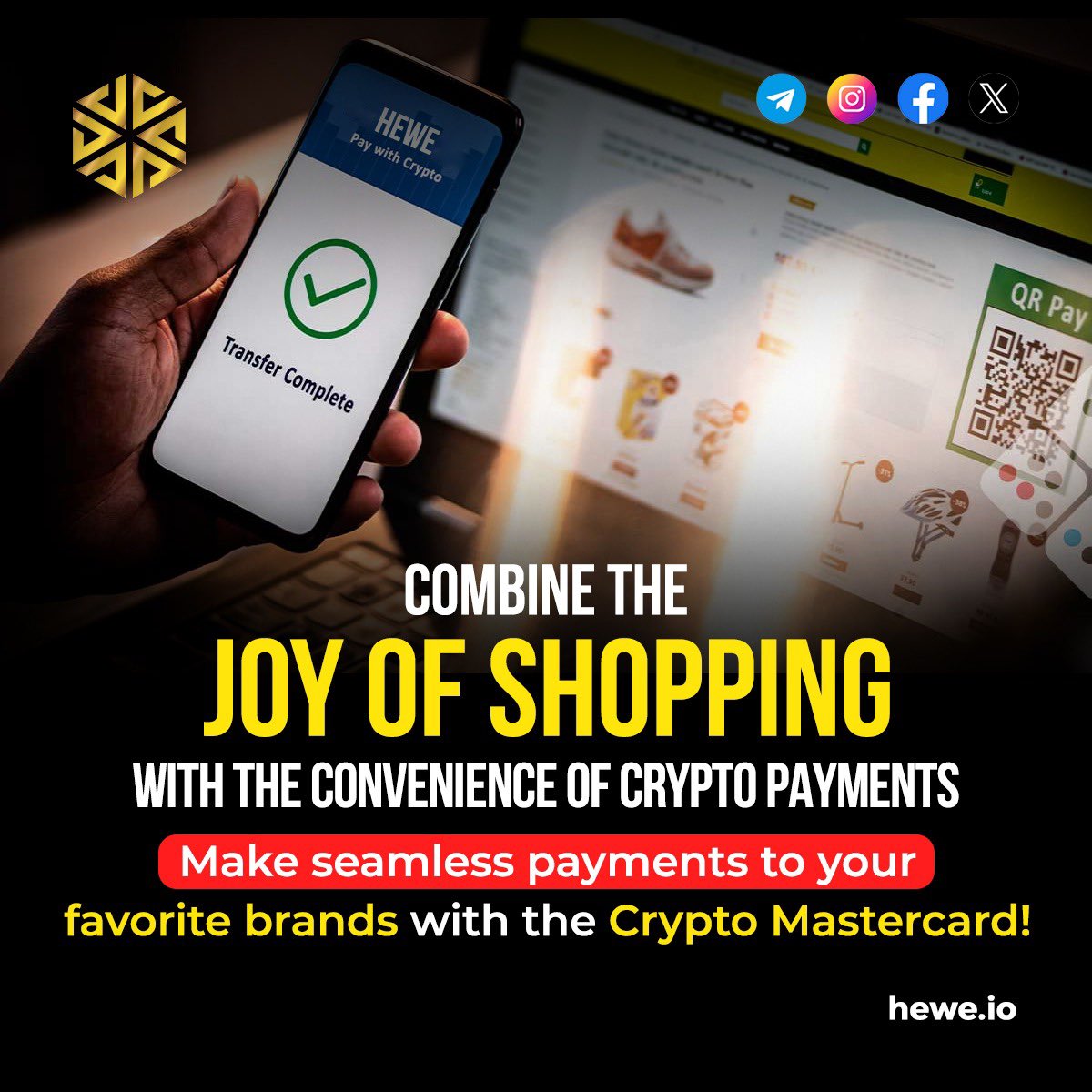 heweofficial's tweet photo. ✨ Elevate your 🛒 shopping game with HEWE! Experience the joy of seamless payments to your favorite brands using the Crypto Mastercard💳 powered by HEWE.
Launching soon 🚀
#CryptoPayments #ShopSmart #HEWE #CryptoLife #BlockchainRevolution #CryptoMastercard https://t.co/LfIxWvFlGc