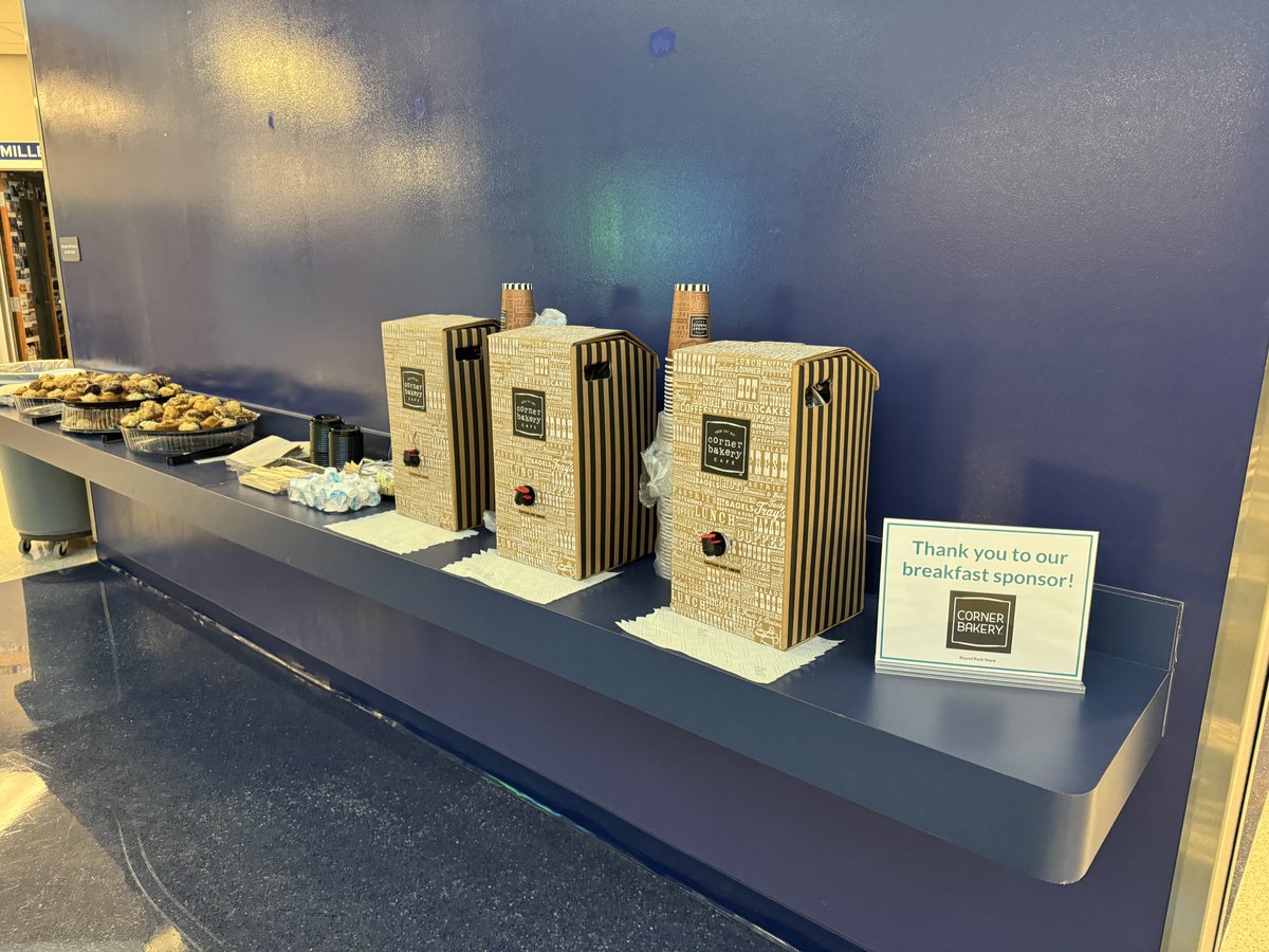 RROCKReady's tweet photo. Everyone is enjoying the coffee and pastries generously donated by @CornerBakery Round Rock! Thank you so much for sponsoring our event! 🙏🙏🙏 https://t.co/uxEZbAB3Wq
