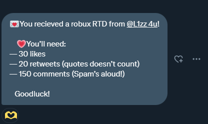 GOT RTD FROM <a href="/L1zz_4u/">Liz🐿️ Selling account📌</a> 
HELP IS APPRECIATED!!
PLS LIKE N RT 
TYYY

#robuxgiveaway #robux #robuxgws
#robuxgw  #ROBLOX  #RobloxGames
#robuxgiveaways #robloxgiveaway