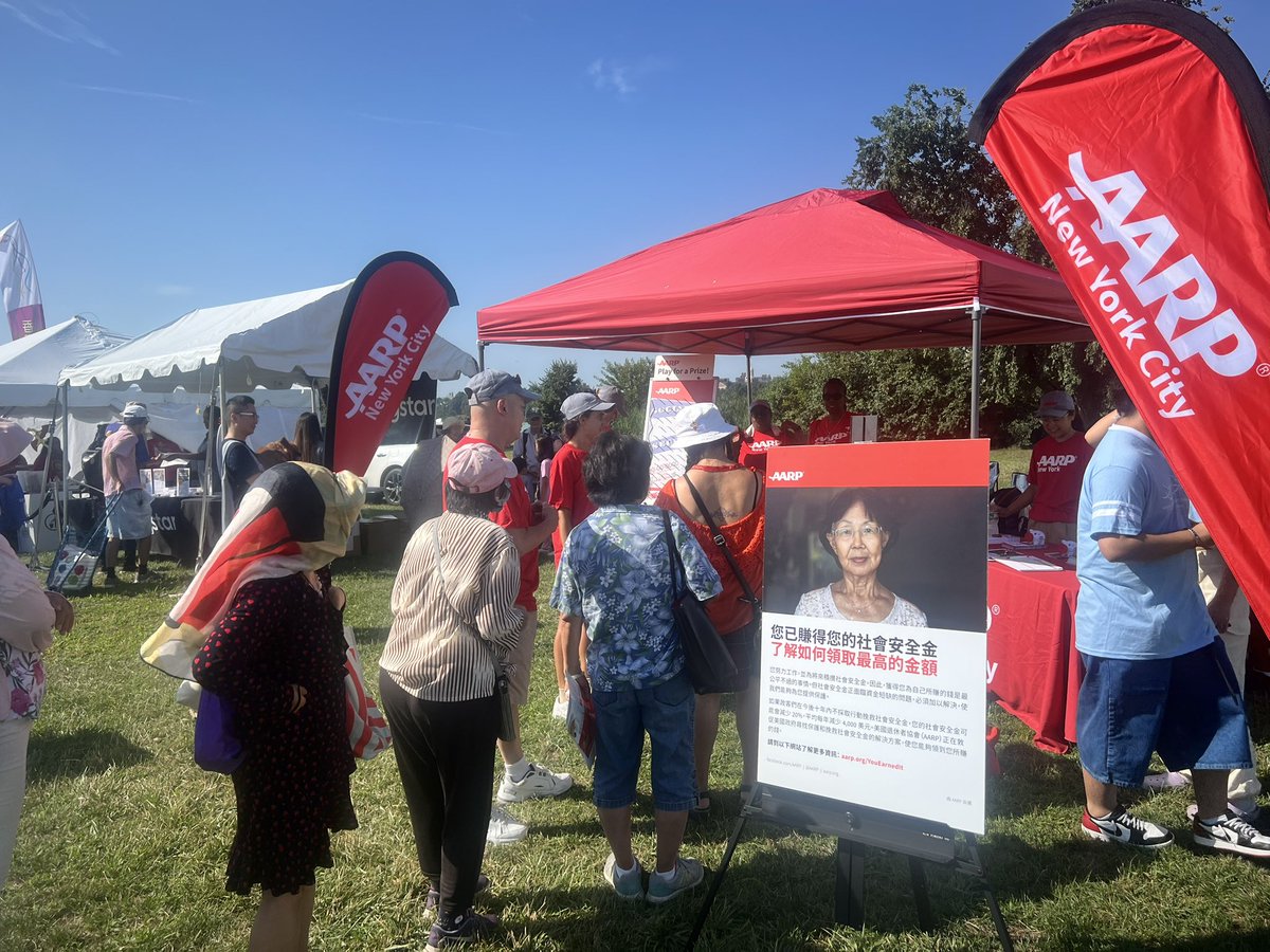E_Mitch75's tweet photo. @AARPNY  booth at the #2024HKDBFestival in Queens is underway! Stop by and learn how you can help protect Social Security. https://t.co/xjctWvmO2Z