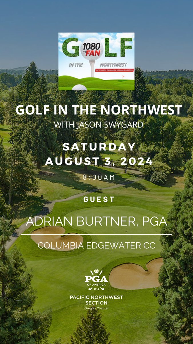 Tune in at 8:00 this morning to <a href="/1080TheFAN/">1080TheFan</a> &amp; <a href="/FANswag/">Jason Swygard</a> for Golf in the Northwest to hear from <a href="/CECC1925/">Columbia Edgewater</a> Head Golf Professional <a href="/aburtner/">adrian burtner</a> 🙌🏻