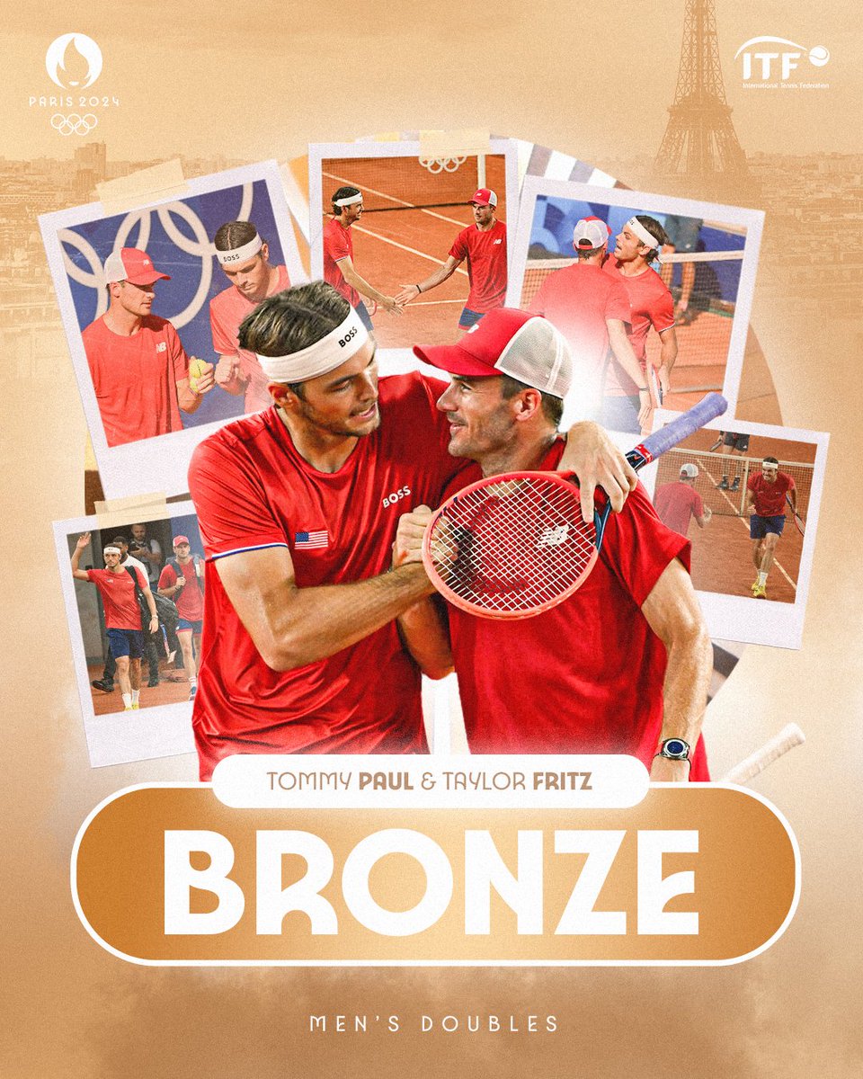 USA grab the bronze! 🥉🇺🇸

Taylor Fritz and Tommy Paul win the USA’s 26th medal in the Olympic Tennis Event since 1988 👏

#Paris2024 | #Olympics | #Tennis