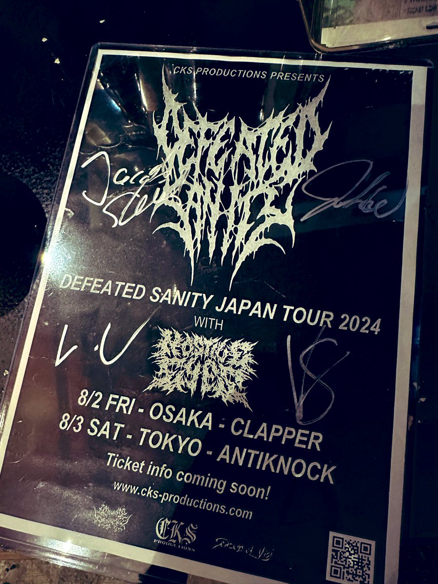 Samael97245196's tweet image. 埼京線が花火大会の影響で大幅に遅れて現場到着🥵
3バンド目に会場入り。
DEFEATEDSANITY初見(ほんとは全バンド)
でしたが音圧がヤバかったっす。
とりあえずミッションコンプリートw🙏🏻⛩️
やっぱりアンチノック居心地良すぎるぜ🖤

#DEFEATEDSANITY
#BLUTALDEATHMETAL