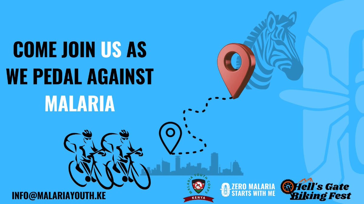 DoZCoG's tweet photo. Join us @pedal4Malaria and @MalariaYouthKE tocycle for a good course. The goal is to end malaria and have a #MalariaFree Kenya by 2030. Your contribution to this fight is life saving. Shall we? #PedalAgainstMalaria #ZeroMalariaYouthKE https://t.co/LBE9HV2pFb