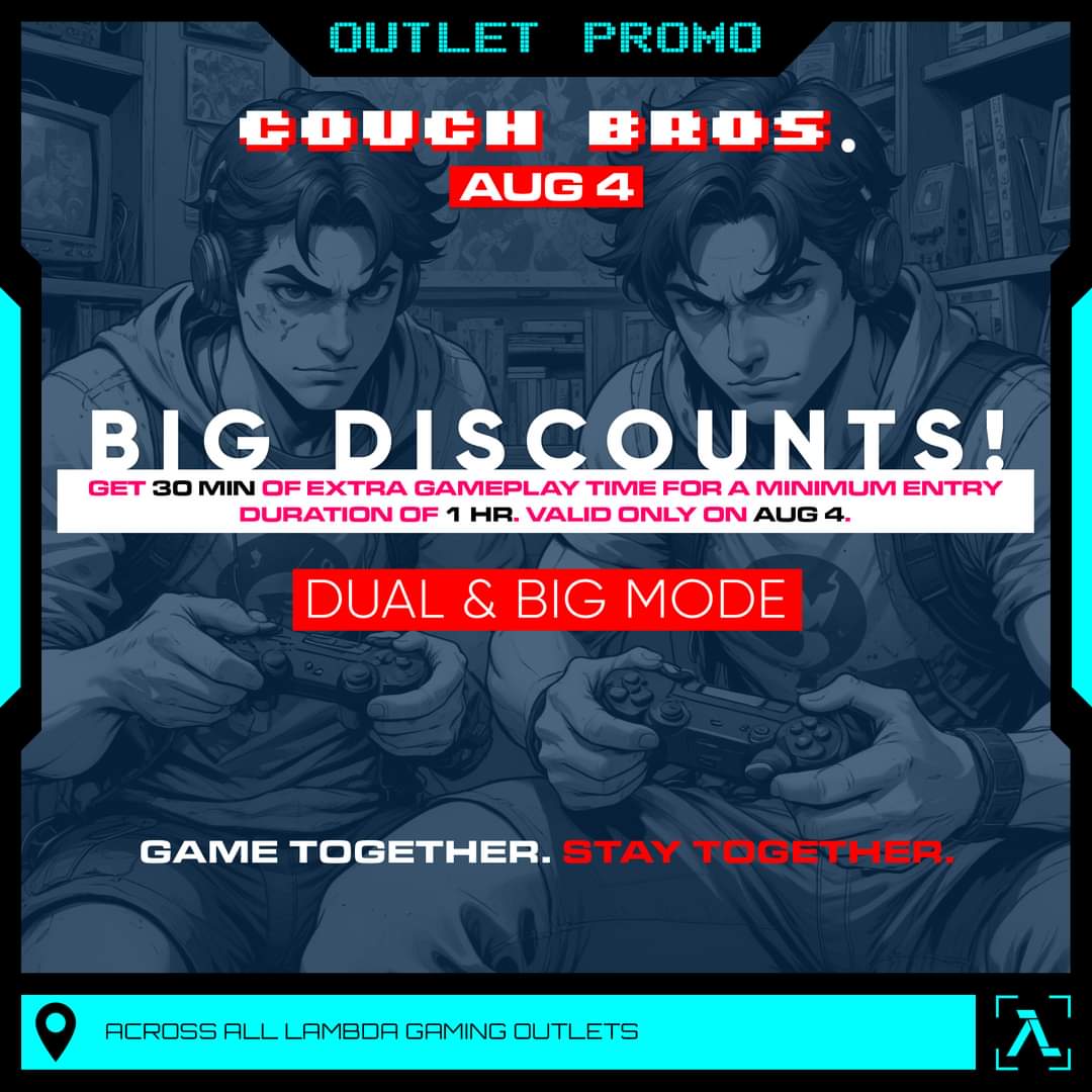 lambda_gaming's tweet photo. You want offers? You got offers. 🎮
This Sunday (AUG 4), we celebrate Friendship Day by promoting couch co-op gaming at our outlets!
So don't drop in alone. Drag in your buddies! 👊
#LambdaGaming #MalayaliGamers #Esports #CouchBros #SecuraCentre #HiliteMall #DefineYourGame https://t.co/55fka9wRqZ