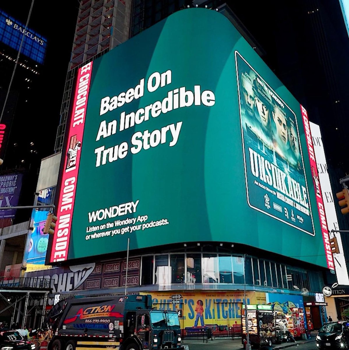 sewell7's tweet photo. It’s not every day of the week that you get an audio drama series you’ve co-produced promoted on a huge neon billboard on Times Square! Allow me a moment 😍 @Unsinkable_1940 @B7Media @HQvoice #indiedrama #daturastudios #northatlanticridge #audiomarvels https://t.co/VWqrUysYFU https://t.co/RxaYaiU20t