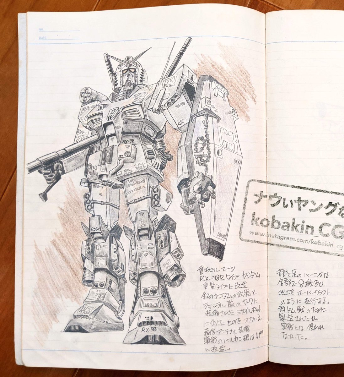 #皆さんのMSVを見せてください
40年くらい前に描いたオリジナル設定
RX-78 重量タイプw 