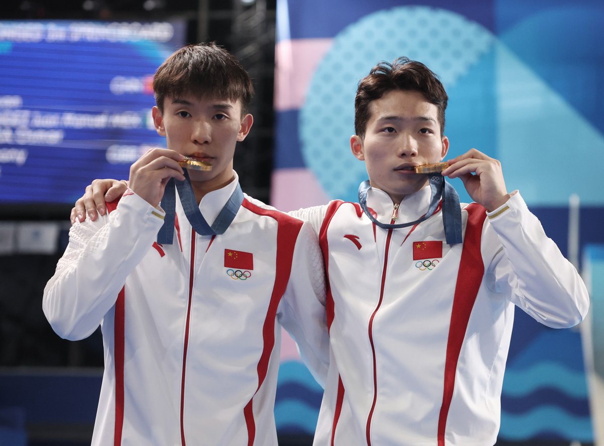 OlympicsCN's tweet photo. Proudly announce that #TeamChina's #diving team has already secured all #gold medals in the synchronized diving events at #Paris2024! Looking forward to more victories in the upcoming individual competitions from our Dream Team! https://t.co/f7ZKLkdenf