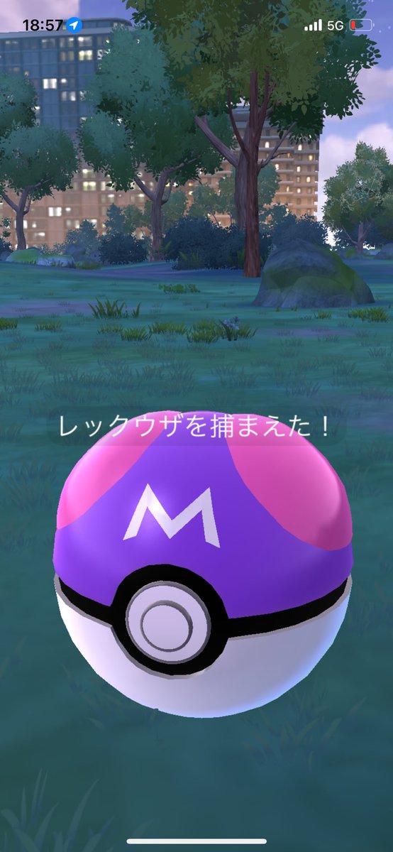 hisou104sama's tweet photo. ポケモンGO レックウザFFF（マスターボール使用）
時間的にもギリギリでしたね…… https://t.co/1cZfIcXYwB