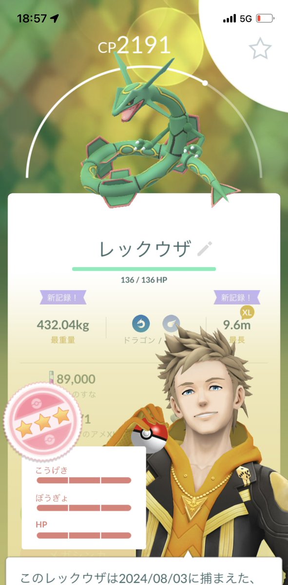 hisou104sama's tweet photo. ポケモンGO レックウザFFF（マスターボール使用）
時間的にもギリギリでしたね…… https://t.co/1cZfIcXYwB