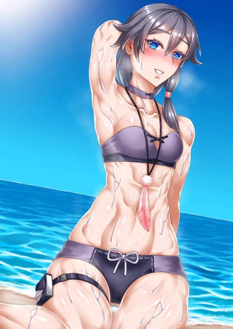 今年も水着の季節が来たのでフカさんを描いたぞ!推しの水着を描くのは楽しいなぁ!!#崩壊3rd #崩坏3rd 
