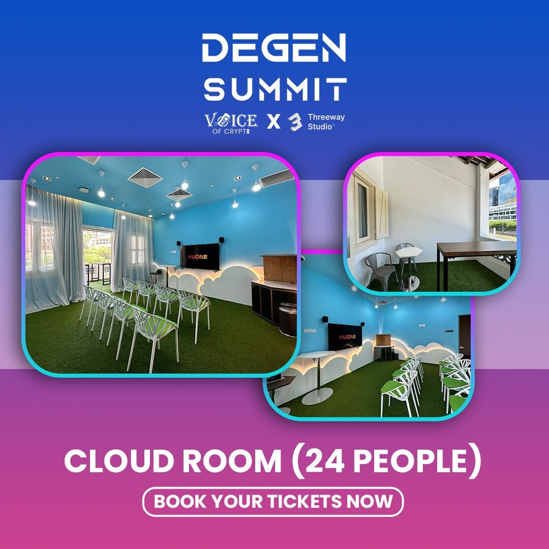 DegensummitOg's tweet image. Welcome to the #CloudRoom at #DeGenSummit2024
Perfect for pitch presentations, #networking, and more. With a capacity of 24-30 people, it's the ideal space to elevate your #ideas and connect with #innovators.

Book your slots now: degensummit.com

#Blockchain #Web3