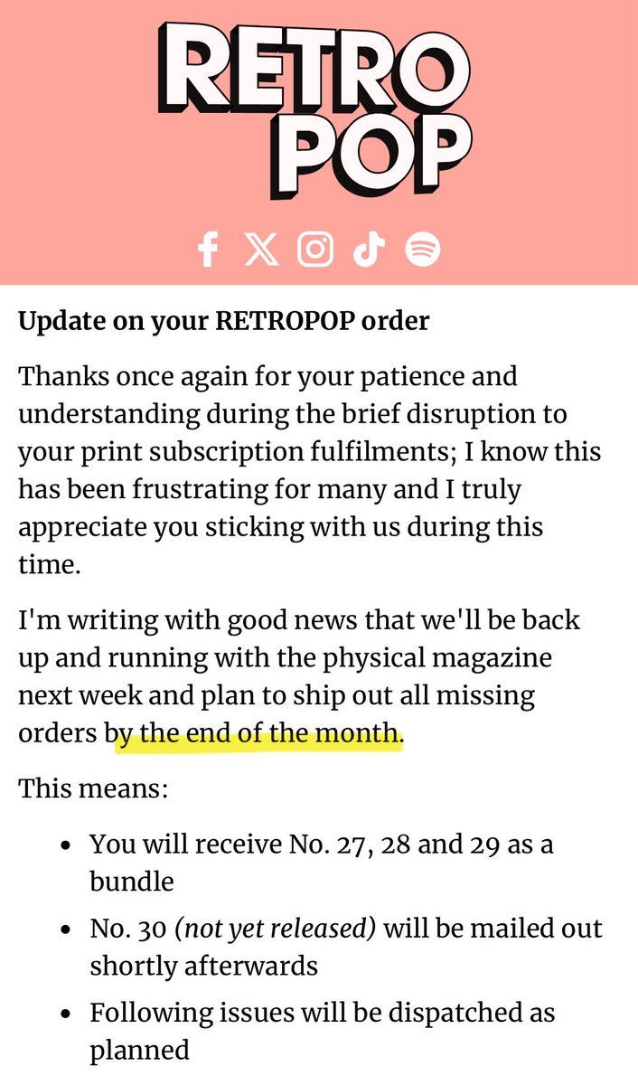 Anfunny's tweet image. Hello @RETROPOPmag! You haven’t published an issue since March (cover date April). I’ve paid for 6 issues and only received one. You emailed me on 12/07 telling me I’d receive “missing” orders by the end of the month. I haven’t. Has the magazine folded?
