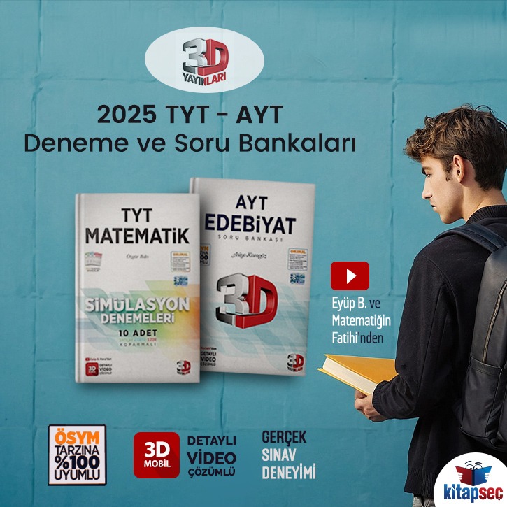 📚3D yayınları
📕Tyt - Ayt Soru Bankaları
📝Ösym Tarzına %100 Uyumlu
📹Detaylı Video Çözümlü
📖Gerçek Sınav Deneyimi

#3Dyayınları #2025tayfa #yks2025 #Tyt #Ayt #SoruBankaları #kitapseç #kitapseccom
