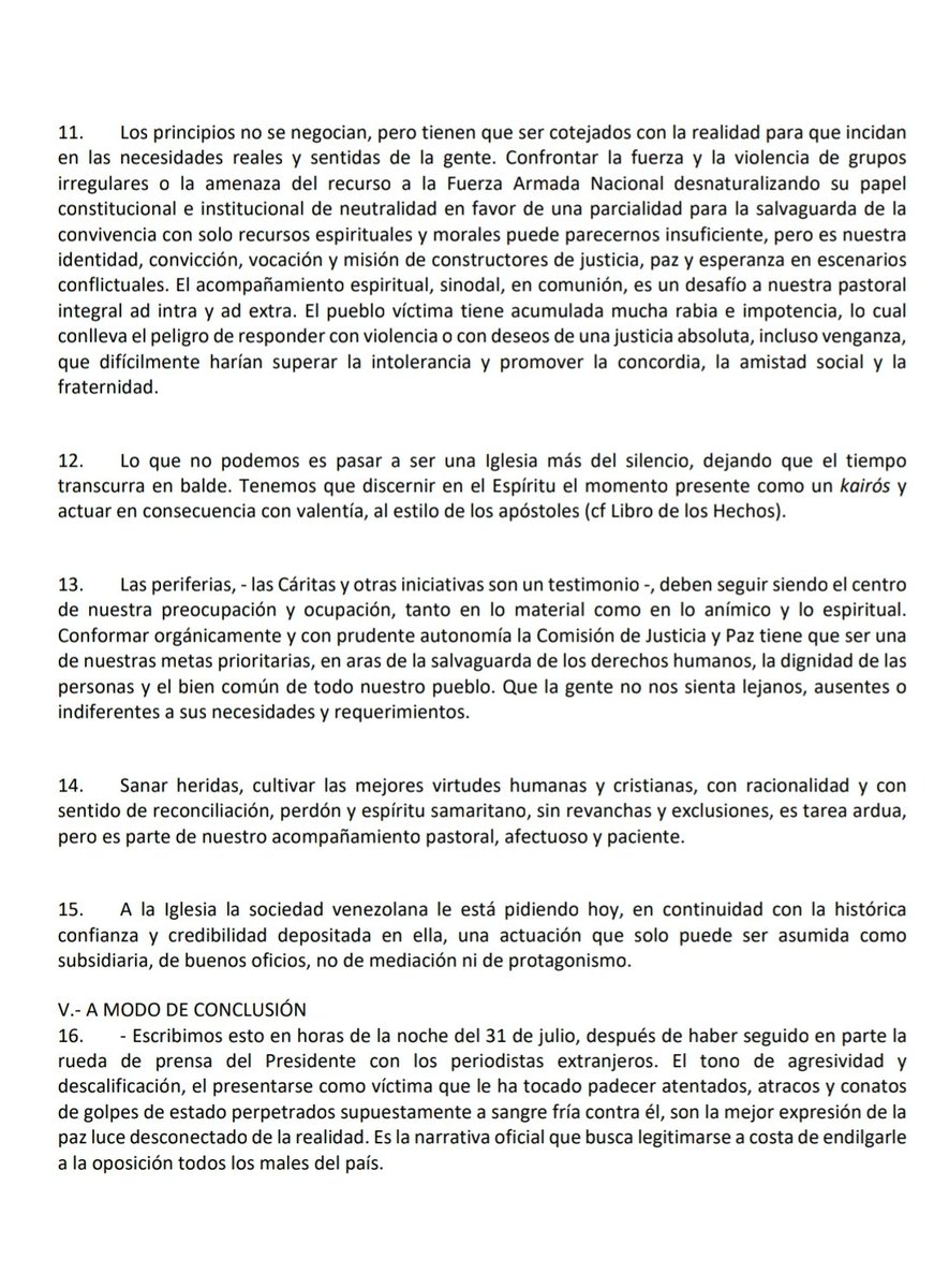tulioalvarez's tweet photo. Los Cardenales de Venezuela se pronuncian en forma contundente e indubitada.

Muy importante es que adviertan que este régimen, seguramente, convocará a las iglesias a un diálogo engañoso para tratar de lograr alguna legitimidad. 
Leer el punto 17 del Pronunciamiento.

Deus vult! https://t.co/oF2UHmDK24