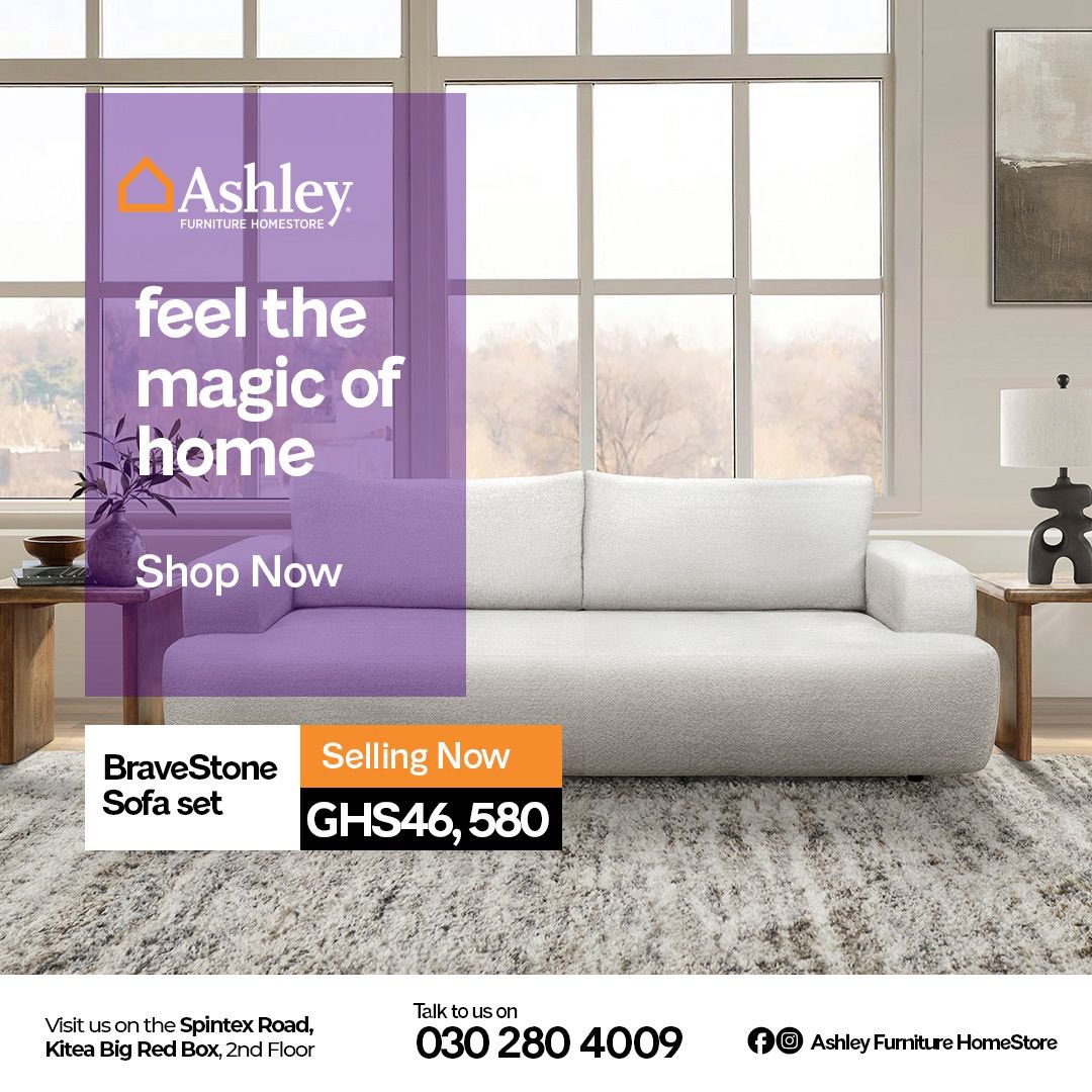 Serwaa_Amihere's tweet photo. Grab Ashley’s Brave Stone Sofa Set for Ghs46,580 only, for our MAGIC of HOME promo. Ashley - Inspire the love of home.
@kiteaghana
#Ashleyhomestore #Noonecancompare https://t.co/niwj9tG8If