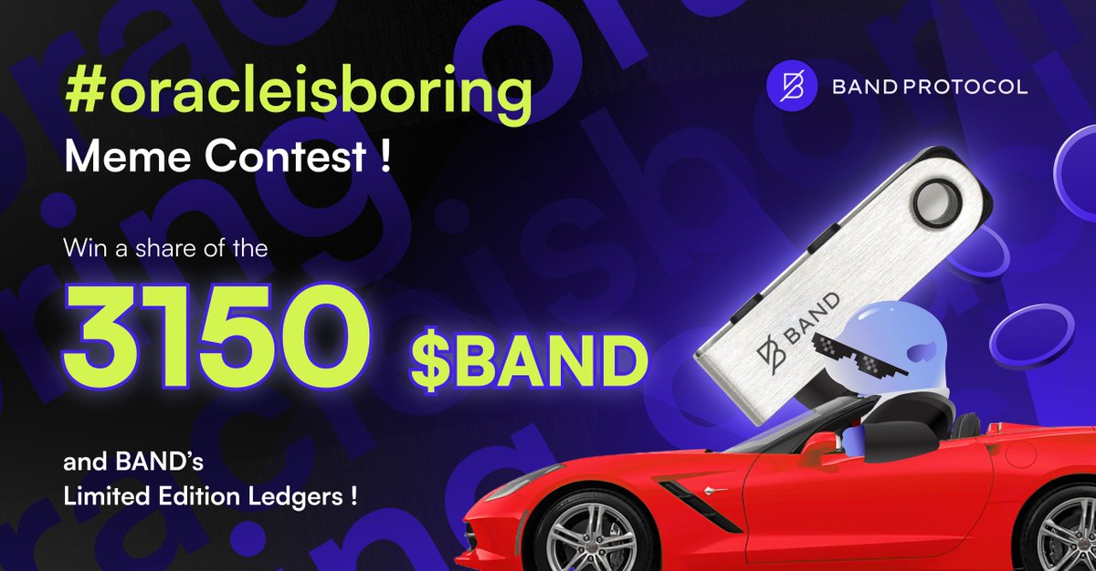 1/ 🥱 The #oracleisboring song is out! But it’s still so boring without your participation. Make the most creative memes with our song and win up to 500 $BAND and our exclusive “boring” swag! 😑

👉 Full Campaign Details: blog.bandprotocol.com/band-protocol-… 
⬇️ 🧵 Details in the thread