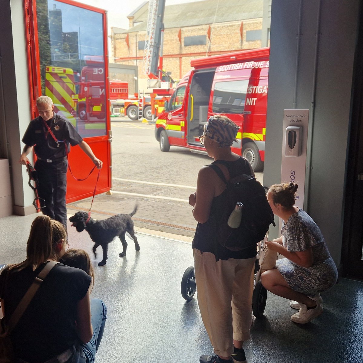 It has been a very busy morning at the Museum with Phoenix and his handler Fire Investigation Officer Jonathan Honeyman. And the Tollcross crew are onsite undertaking ropes exercises.