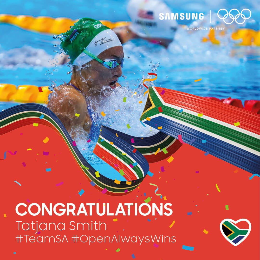 Prudence_bonga's tweet photo. #AD | Our Queen Team Mzansiโs Tatjana Smith has now won back-to-back medals Congratulations to her for winning 100m breaststroke ๐
&
200m breaststroke ๐ฅ, and weโre wishing her all the best as she retires ๐ฅน๐ฟ๐ฆโค๏ธ @SamsungMobileSA #SamsungUnitedVoices #OpenAlways https://t.co/C3nHpOVZY9