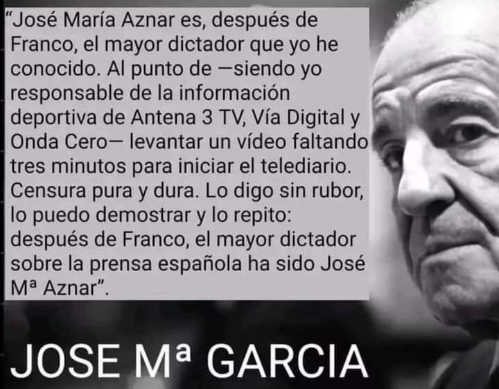 "OJO AL DATO", JOSÉ MARIA GARCÍA SOBRE <a href="/JMAznar_ES/">José María Aznar🇪🇸</a> !! 
👇