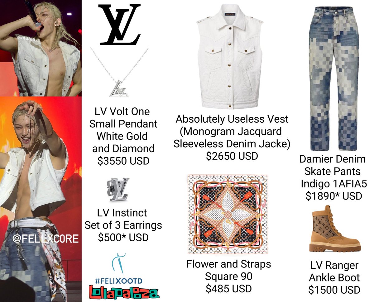 FelixOOTD's tweet photo. 03.08.24 - LOLLAPALOOZA CHICAGO
FELIX #ootd

Yes. What the product name says 😵‍💫
Festival Felix is a very special and important phenomenon.

#FELIX #FELIXxLouisVuitton #LouisVuitton @LouisVuitton https://t.co/xvl6QSLnbl