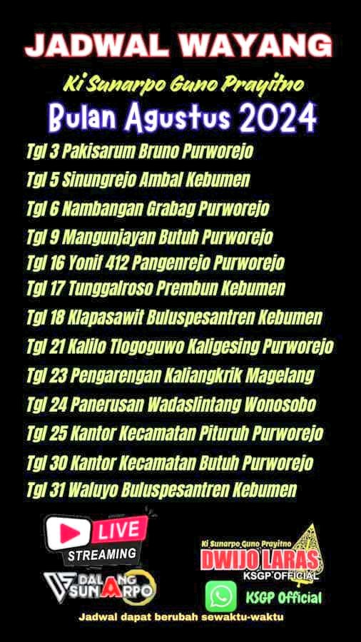 ig: @AgendaPurworejo (@agendapurworejo) on Twitter photo <a href="/makinmenemanimu/">MAKIN MENEMANIMU</a> <a href="/BantulMakmur/">🇮🇩Bantul❤️Makmur🆎 #gerbangJogja🇮🇩</a> <a href="/DJITOEMERAJOE/">djitoe merajoe segala sesoeatoe jang diinginkannja</a> <a href="/diadibaliklayar/">below the line creative channel</a> <a href="/PurworejoTumbuh/">PURWOREJO TUMBUH</a> <a href="/TWEET_PURWOREJO/">PURWOREJO APAPUN</a> <a href="/ADzonePURWOREJO/">ig: @ADzonePURWOREJO</a> <a href="/ADVIEWINDONESIA/">ig: @ADVIEWINDONESIA</a> <a href="/PurworejoUpdate/">UNIQUE UPDATE USEFUL</a> Agenda Ki Sunarpo Guno Prayitno dan Dwijo Laras Agustus 2024
#VisitJawaTengah #JatengGayeng <a href="/makinmenemanimu/">MAKIN MENEMANIMU</a> <a href="/BantulMakmur/">🇮🇩Bantul❤️Makmur🆎 #gerbangJogja🇮🇩</a> <a href="/DJITOEMERAJOE/">djitoe merajoe segala sesoeatoe jang diinginkannja</a> <a href="/diadibaliklayar/">below the line creative channel</a> <a href="/PurworejoTumbuh/">PURWOREJO TUMBUH</a> <a href="/TWEET_PURWOREJO/">PURWOREJO APAPUN</a> <a href="/ADzonePURWOREJO/">ig: @ADzonePURWOREJO</a> <a href="/ADVIEWINDONESIA/">ig: @ADVIEWINDONESIA</a> <a href="/PurworejoUpdate/">UNIQUE UPDATE USEFUL</a> Agenda Ki Sunarpo Guno Prayitno dan Dwijo Laras Agustus 2024
#VisitJawaTengah #JatengGayeng