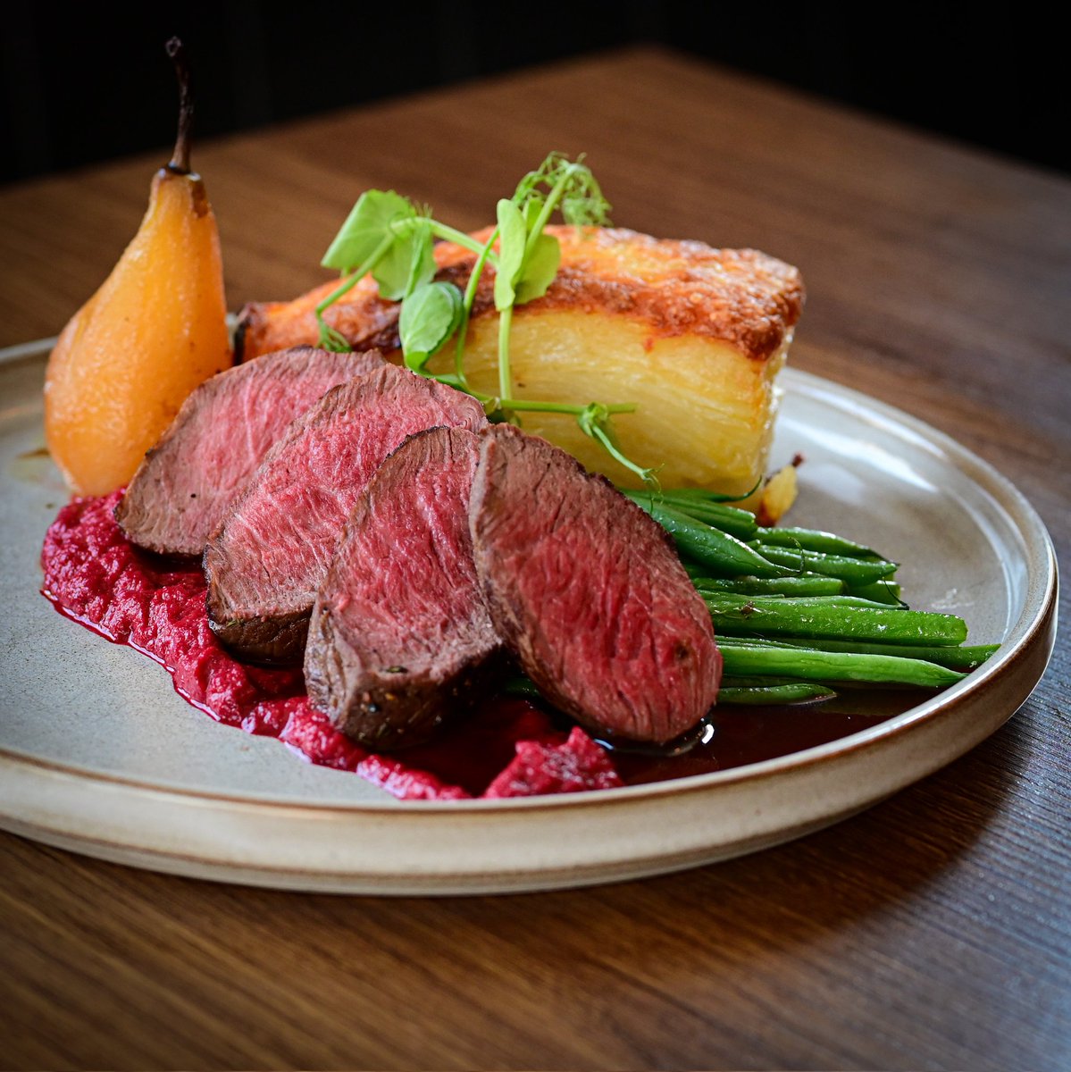 huissouthsea's tweet photo. NEW SPECIAL!

VENISON STEAK Marinated in coffee &amp; Kasteel Barista, on a Lindemans Cassis  jus, s/w truffled potato dauphinoise, green beans, beetroot purée &amp; Rodenbach poached pear

#venison #cookingwithbeer #restaurant #eatingout   #hampshire #portsmouth #southsea #huissouthsea https://t.co/w2RfJHASba