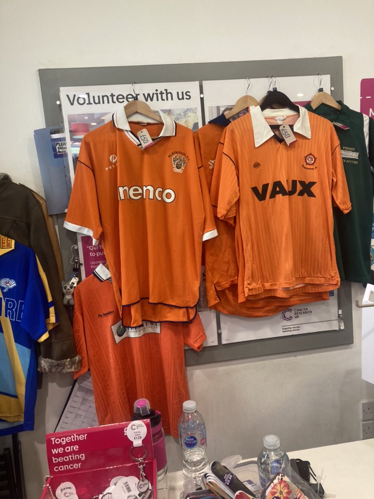 Blackpool FC Shirts at Cancer Research Leeds #CharityShopFinds