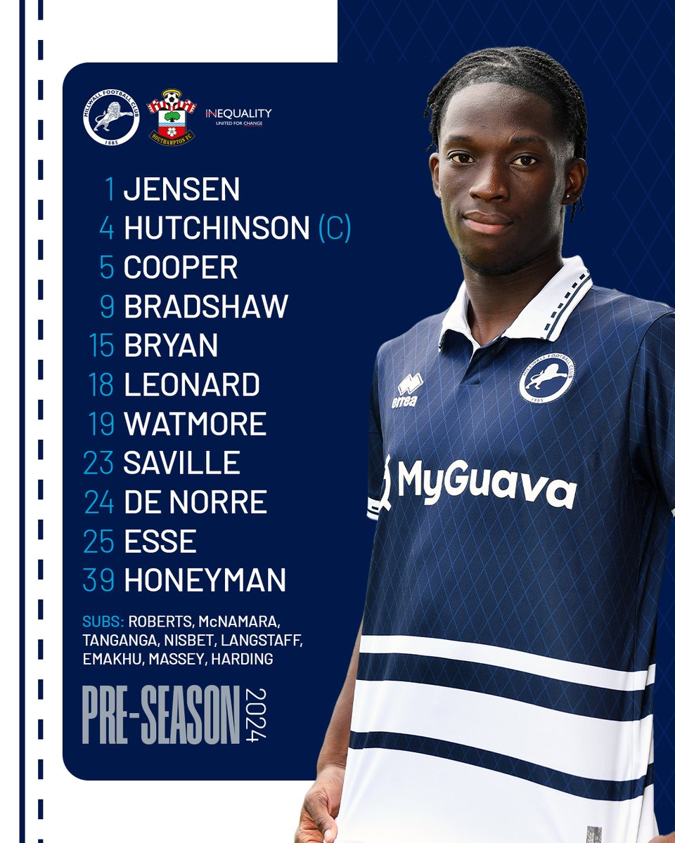MillwallFC's tweet photo. 🗞️ Your #Millwall team for today's pre-season friendly against @SouthamptonFC. https://t.co/9aPF5SFJD7