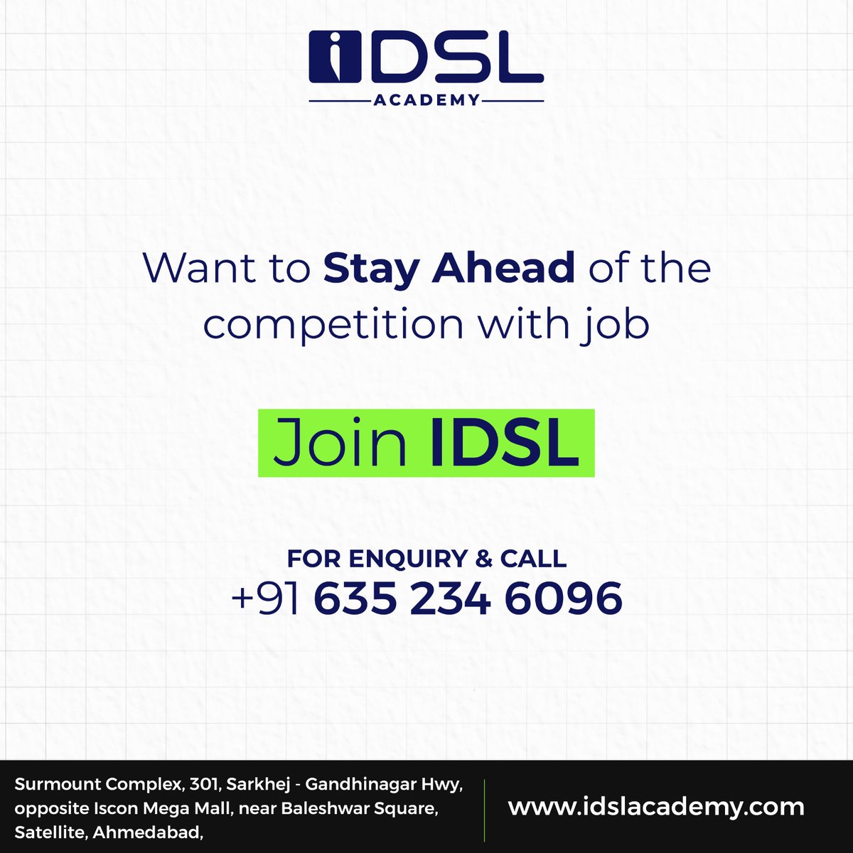 idslacademy's tweet photo. Unlock your career's future by upskilling in top domains like AI, ML, and Data Science. Join IDSL🚀📈

For Enquiry and any query
📞 +91 63523-46096

#IDSLAcademy #InDemandSkillsLearning #AI #courses #frontenddeveloper #backenddeveloper #LearnWithIDSL #Enrollnow #ahmedabad https://t.co/fi0nPYNQZJ