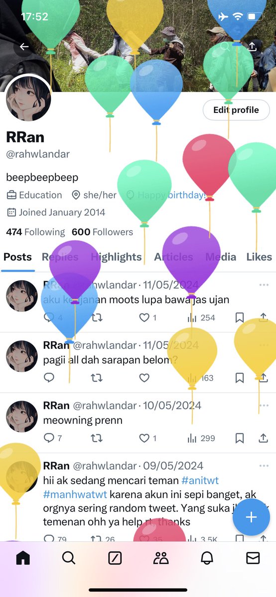 Ga tau nih akun ada balonnya aaa akhirnya makin tua