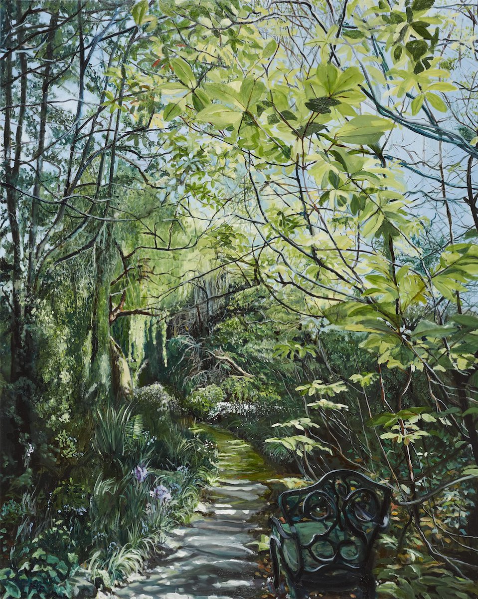 RHAGallery's tweet photo. Our penultimate work from the 194th RHA Annual Exhibition is this sun-dappled scene by Mary A Kelly. 

The gallery is open until 5pm today and from 12 - 5pm tomorrow, the last day of the show. 

Image: Mary A Kelly, ‘Holding the pieces in some frame’. Oil, 150 x 120cm. 

#194RHA https://t.co/56xL2ODcVc