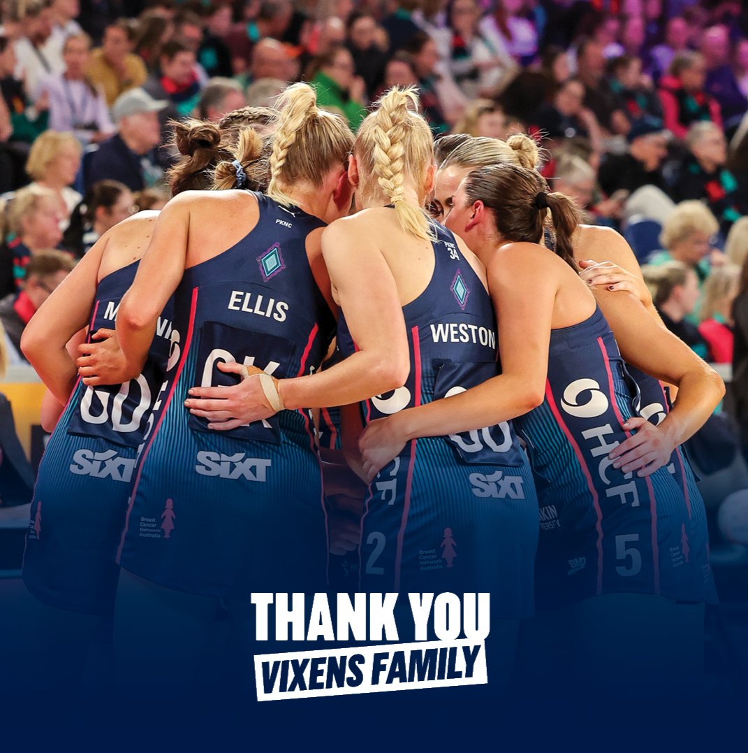 MelbourneVixens's tweet photo. Not how we wanted season 2024 to end, but so much to be proud of this season and we’ll come back stronger.
 
Thank you for another incredible year Vixens family 💙🦊 https://t.co/RPjqACCceI