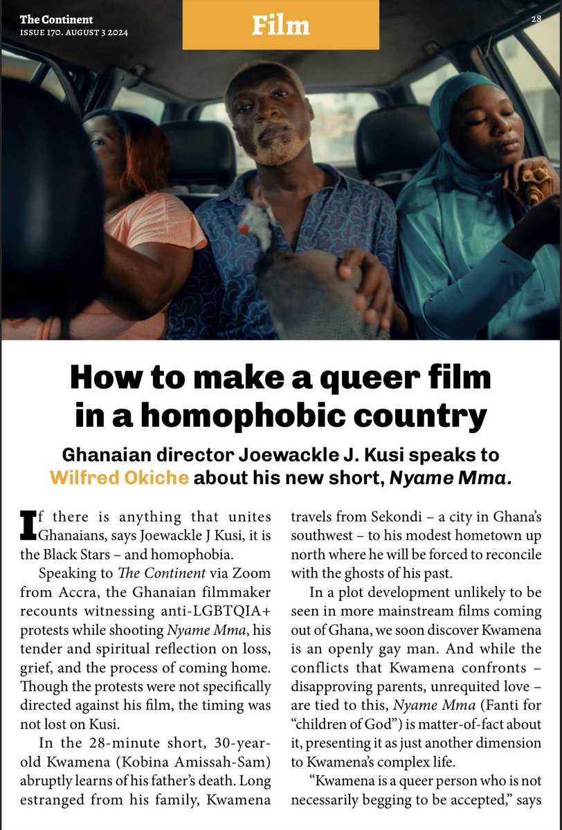 in other news, we’re in <a href="/thecontinent_/">The Continent</a> . i spoke with the incredible <a href="/drwill20/">Wilfred Okiche</a> about making of my film NYAME MMA, re-examining what home means, and my next film on the 1983 Ghana Must Go exodus 

read full story on page 28: thecontinent.org/_files/ugd/287…