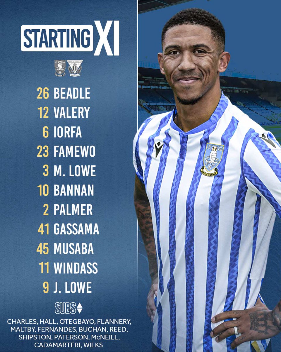 swfc's tweet image. Here's how the Owls line-up for #PalmerTestimonial24!