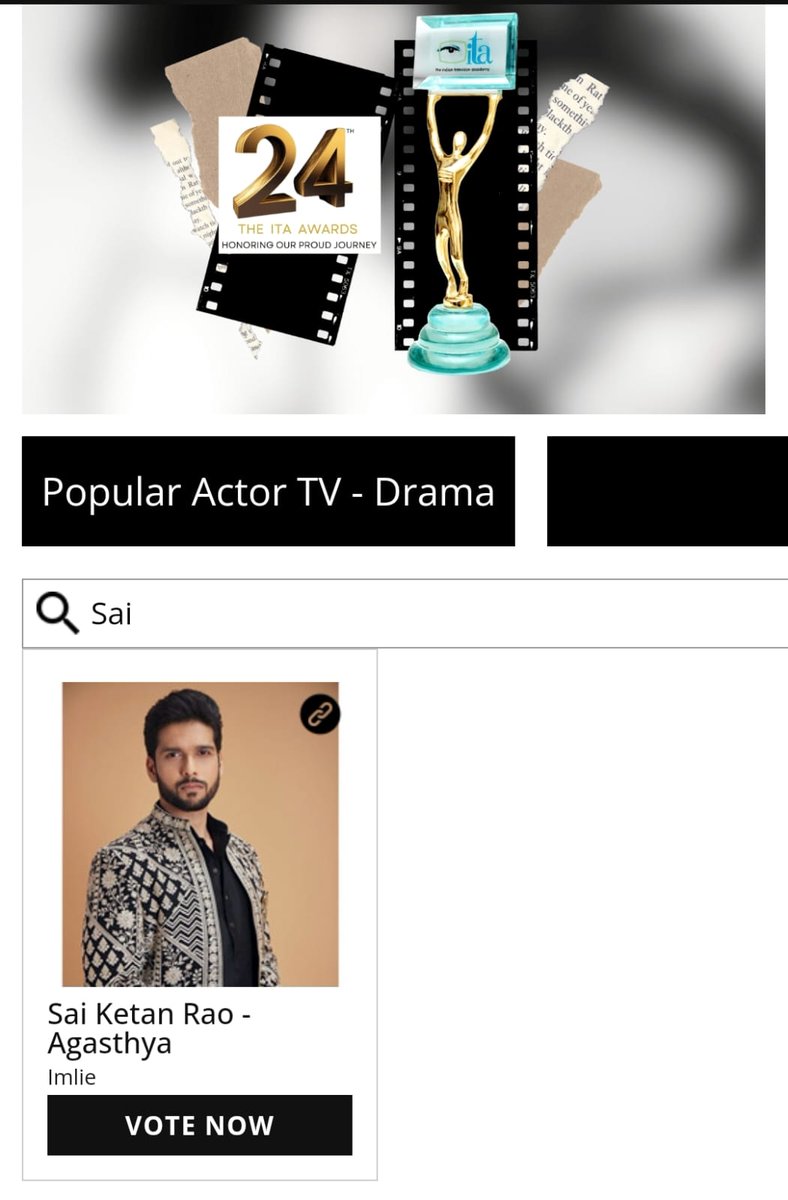 TeamSaiKetanRao's tweet photo. Hello guys!! Vote for Sai and make him win at ITA's award for the Popular Actor TV - Drama 😍

Link- https://t.co/OK6QIiXkCw

#SaiKetanRao @saiketanrao https://t.co/5iXB81csGX