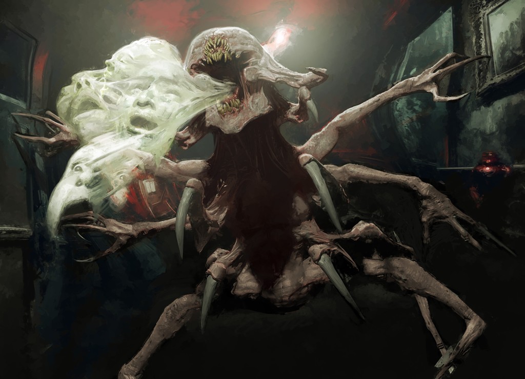 johnstankoart's tweet photo. "Fear of Missing Out" Magic: The Gathering card, illustrated and its concept sketch. What do you think of this transformation? 

#MagicTheGathering #MTG #FearOfMissingOut #ConceptArt #Illustration #CardArt #johnstanko #johnstankoart #johnstankoillustrations #ArtistLife https://t.co/YePcJw08gH